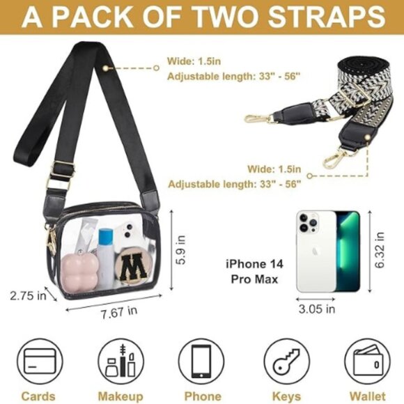 Stadium-Approved Clear Initial Purse, Crossbody Bag Events, Concert and Sports - Picture 2 of 6